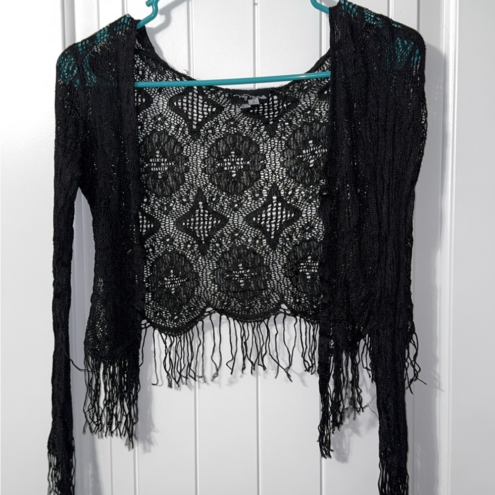 Elegant Black Lace Fringe Sweater